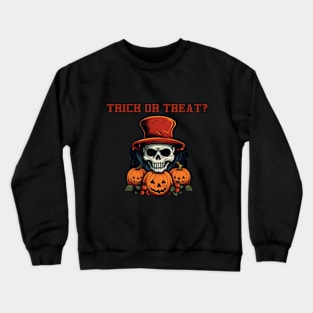 Trick or treat? halloween patterns, pumpkin and skull Crewneck Sweatshirt